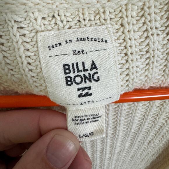 Billabong Long Open Front Knit Pockets Cardigan Sweater US Women’s L - Picture 5 of 7